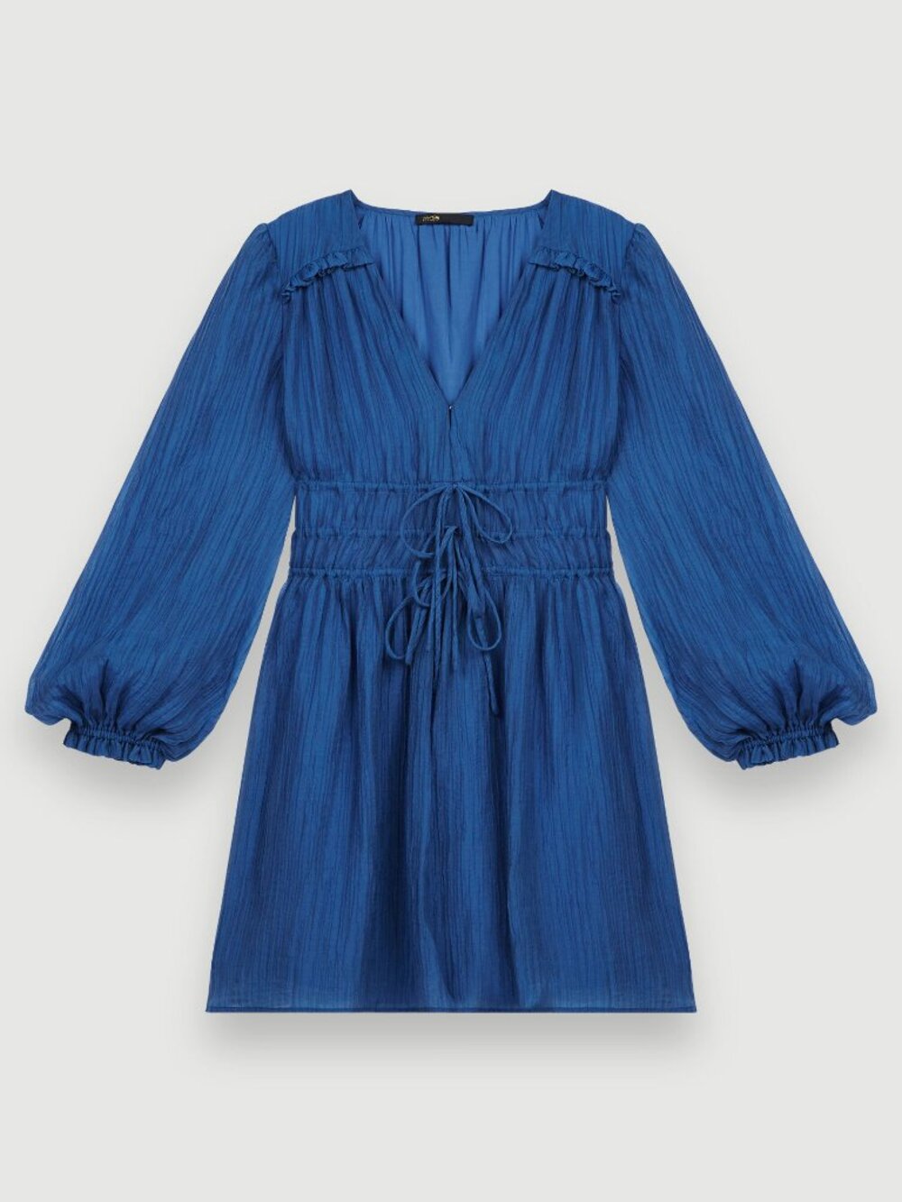 NWT Maje Riola Voile Dress, Floaty Pleated Dress with Sleeves and Fitted Waist
